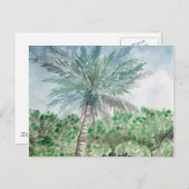 ヤシの木のビーチの芸術 ポストカード (正面/裏面)