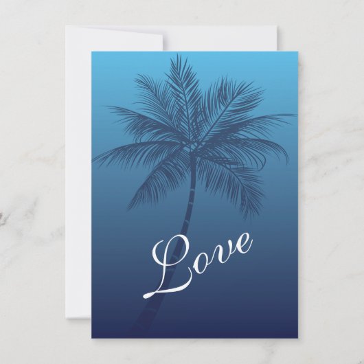ヤシの木のビーチの行先の結婚式招待状 招待状 (裏面)