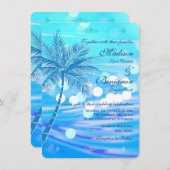 ヤシの木のビーチの行先の結婚式招待状 招待状 (正面/裏面)
