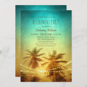 ヤシの木のビーチのCorporateRetirementの熱帯パーティー 招待状 (正面/裏面)