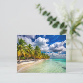 ヤシの木のビーチのIsla Saona Gift ポストカード (スタンド正面)