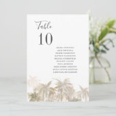 ヤシの木のビーチ結婚式表の番号 招待状 (スタンド正面)