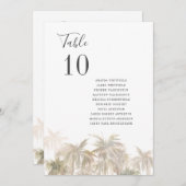 ヤシの木のビーチ結婚式表の番号 招待状 (正面/裏面)