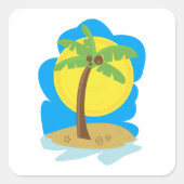 ヤシの木のビーチ スクエアシール (正面)