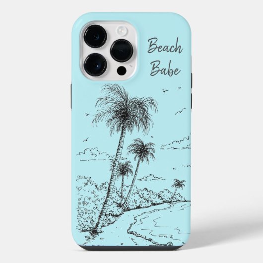 ヤシの木のビーチ iPhoneケース (裏面)