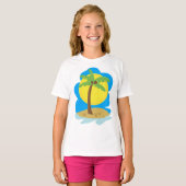 ヤシの木のビーチ Tシャツ (正面フル)