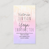 ヤシの木のピンクの黄色の水彩画の日没のヨガ 名刺 (正面)