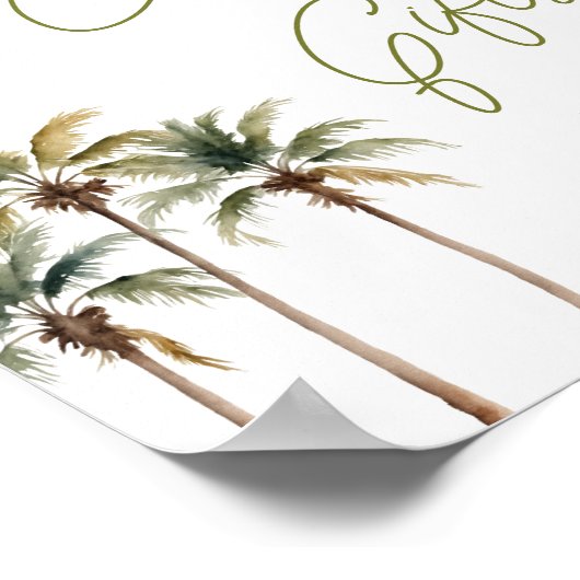 ヤシの木のブライダルシャワーカードとギフト ポスター (角)