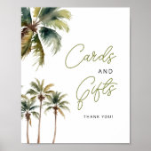 ヤシの木のブライダルシャワーカードとギフト ポスター (正面)