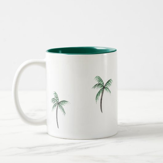 ヤシの木のマグ及び飲み物用品 ツートーンマグカップ (左)