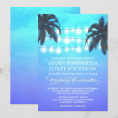 ヤシの木のライト 水彩 結婚式の招待状 招待状 (正面/裏面)