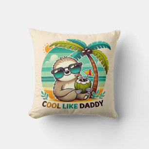 ヤシの木の下のキュートなナマケモノ　Cool Like Daddy クッション
