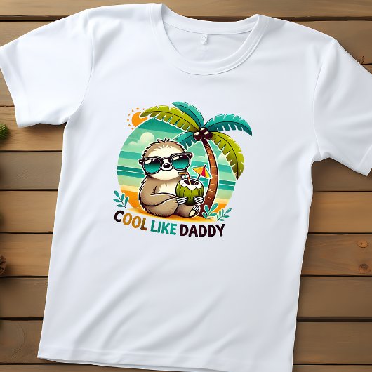 ヤシの木の下のクールダディみたいなナマケモノ トドラーTシャツ