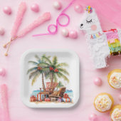 ヤシの木の下の贈り物 ペーパープレート (パーティー)