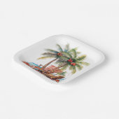ヤシの木の下の贈り物 ペーパープレート (傾斜あり)