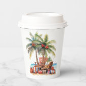 ヤシの木の下の贈り物 紙コップ (正面)