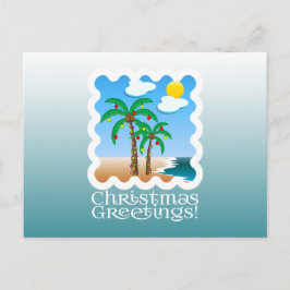 ヤシの木の休日ライトビーチのクリスマス シーズンポストカード