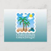ヤシの木の休日ライトビーチのクリスマス シーズンポストカード (正面)