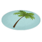 ヤシの木の円形のガラスまな板 カッティングボード (角)