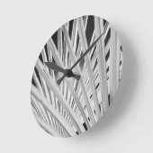 ヤシの木の前面を白黒表示 ラウンド壁時計 (傾斜)