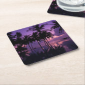 ヤシの木の反射 スクエアペーパーコースター (アングル)