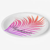 ヤシの木の名前トロピカルピンク数々の色のパターン  ペーパープレート (アングル)