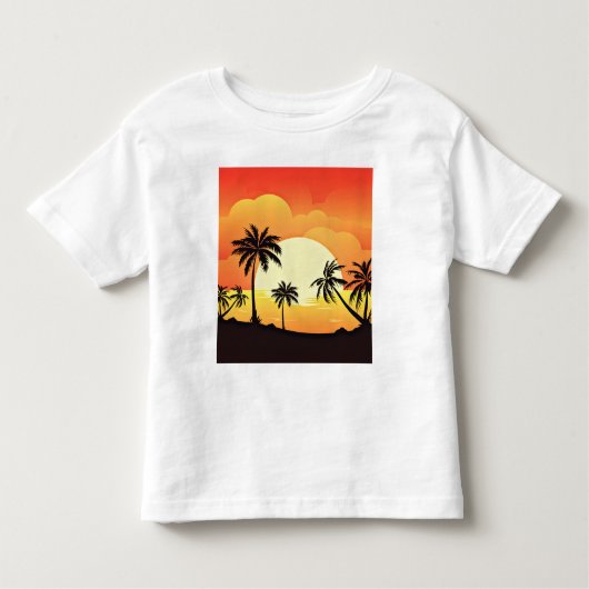 ヤシの木の夏の背景–32134 トドラーTシャツ (正面)