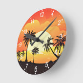 ヤシの木の夏の背景–32134 ラウンド壁時計 (傾斜)