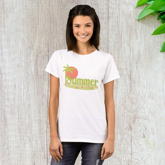 ヤシの木の夏 太陽とビーチ Tシャツ