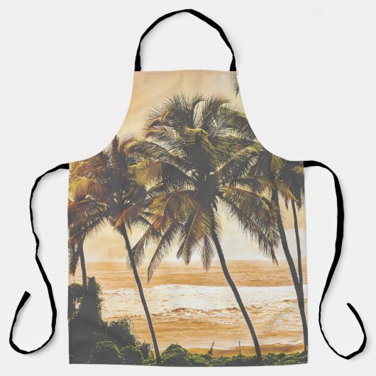 ヤシの木の夕日:ゴアヴィンテージ エプロン (正面)
