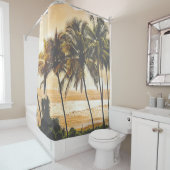 ヤシの木の夕日：ゴアヴィンテージ シャワーカーテン (インサイチュ)