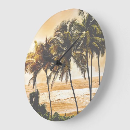 ヤシの木の夕日:ゴアヴィンテージ ラージ壁時計 (傾斜)