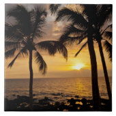 ヤシの木の夕日 タイル (正面)