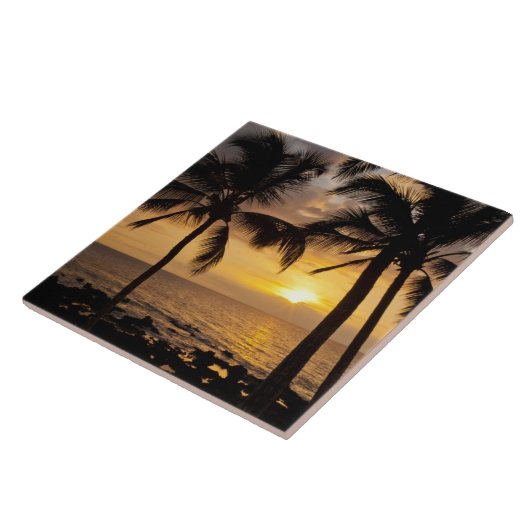 ヤシの木の夕日 タイル (側面)
