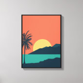 ヤシの木の夕焼け、島、ボヘミアン抽象芸術 キャンバスプリント (正面)