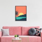 ヤシの木の夕焼け、島、ボヘミアン抽象芸術 キャンバスプリント (インサイチュ (リビング))
