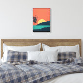 ヤシの木の夕焼け、島、ボヘミアン抽象芸術 キャンバスプリント (インサイチュ (寝室))