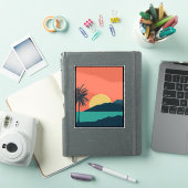 ヤシの木の夕焼け、島、ボヘミアン抽象芸術 シール (iPadカバー)