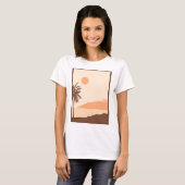 ヤシの木の夕焼け、島、ボヘミアン抽象芸術 Tシャツ (正面フル)