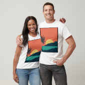 ヤシの木の夕焼け、島、ボヘミアン抽象芸術 Tシャツ (ユニセックス)