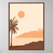 ヤシの木の夕焼け、島、ボホー抽象芸術 ポスター (正面)