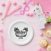 ヤシの木の家族休暇の紙皿 ペーパープレート (パーティー)