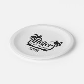 ヤシの木の家族休暇の紙皿 ペーパープレート (アングル)