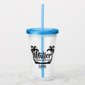 ヤシの木の家族休暇 アクリルタンブラー (正面)