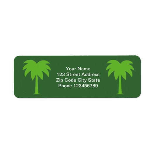 ヤシの木の差出人住所ラベルシール ラベル (正面)