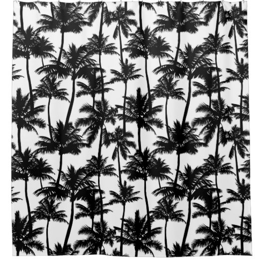 ヤシの木の影のパターン シャワーカーテン (正面)