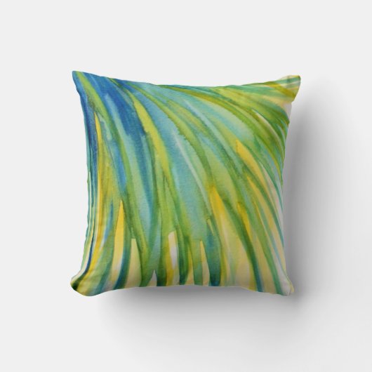 ヤシの木の抽象芸術の水彩画 クッション (正面)