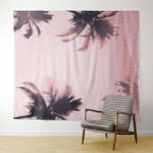 ヤシの木の文字列ライトピンクの写真の背景 タペストリー (インサイチュ(横))