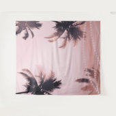 ヤシの木の文字列ライトピンクの写真の背景 タペストリー (正面(横))