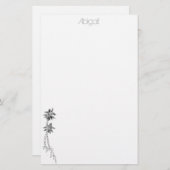 ヤシの木の文房具 – パーソナライズされた 便箋 (正面/裏面)